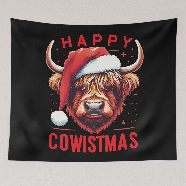 Item preview, Highland Cow Happy Cowistmas Christmas Cow design designed and sold by SideKickCreates.
