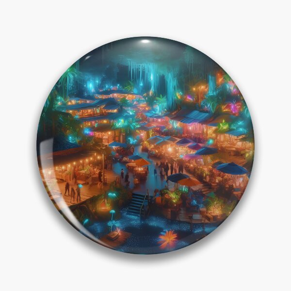 Item preview, Vibrant Jungle Market at Night designed and sold by DragonPurple.
