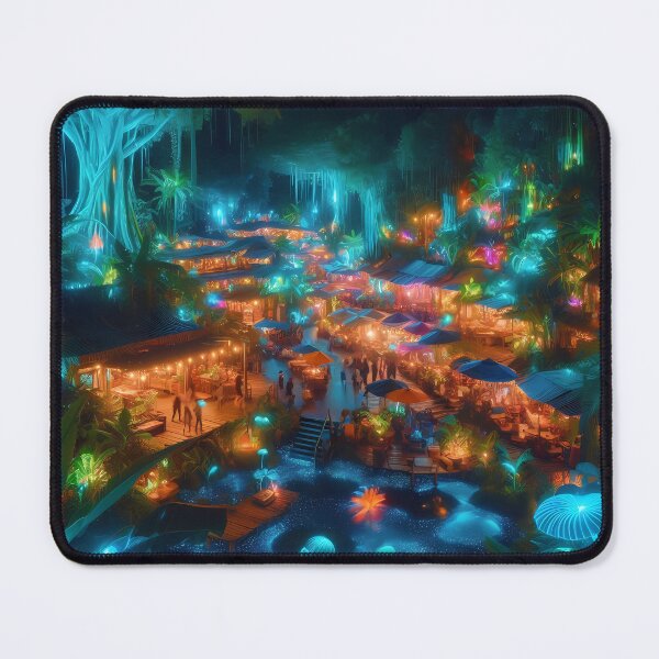 Item preview, Vibrant Jungle Market at Night designed and sold by DragonPurple.