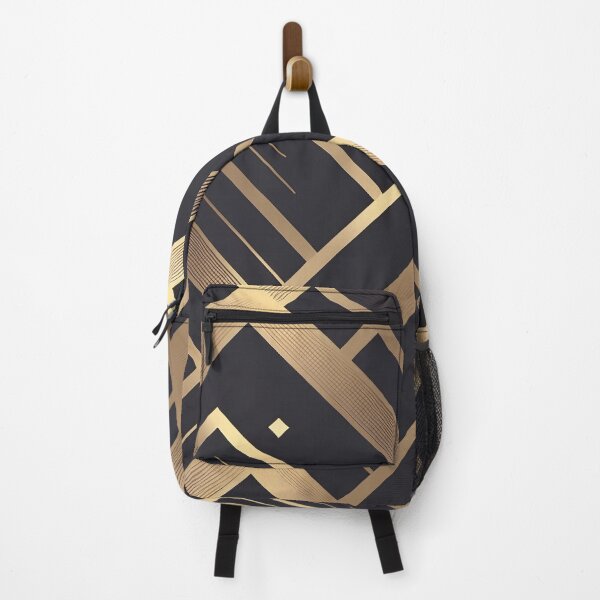 Item preview, Abstract, stylish print with geometric shapes. Black background, gold lines. designed and sold by Harmonysens.