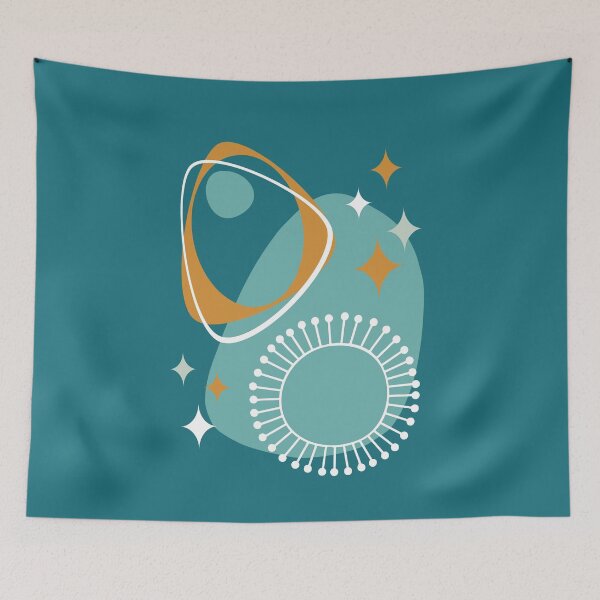 Item preview, Mid Century Modern Atomic Age 14 Teal, Aqua, Orange designed and sold by trdstudio.