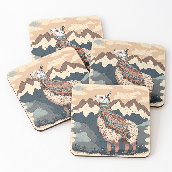 Item preview, Mountain Majesty Llama - Patterned Poncho in the Andes Illustration designed and sold by PaintbrushPlace.