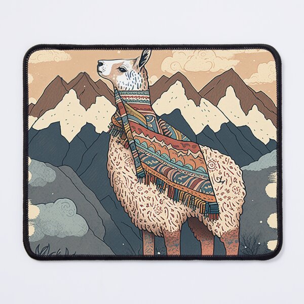 Item preview, Mountain Majesty Llama - Patterned Poncho in the Andes Illustration designed and sold by PaintbrushPlace.