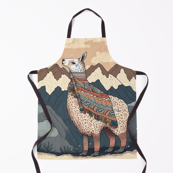 Item preview, Mountain Majesty Llama - Patterned Poncho in the Andes Illustration designed and sold by PaintbrushPlace.