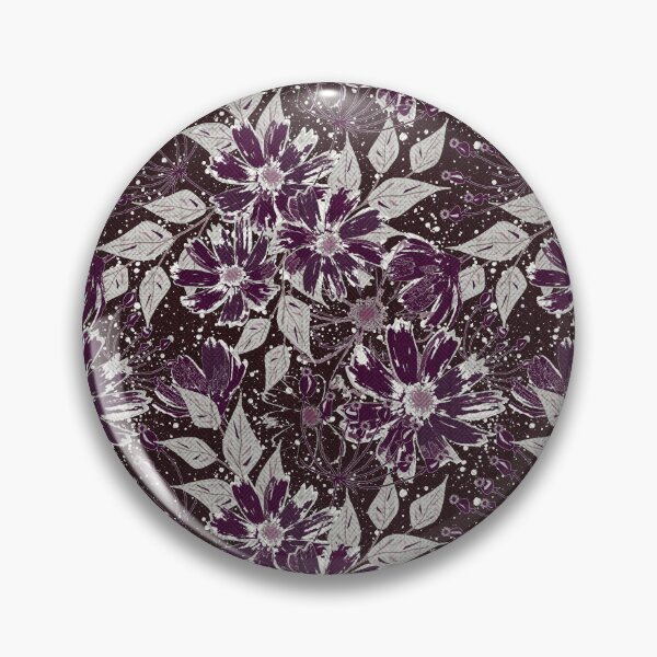 Item preview, Burgundy flowers, gray leaves on a dark brown background. designed and sold by marinaklykva.