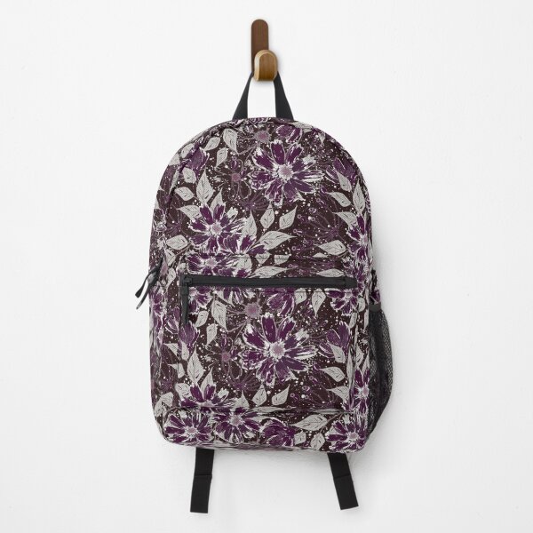 Item preview, Burgundy flowers, gray leaves on a dark brown background. designed and sold by marinaklykva.