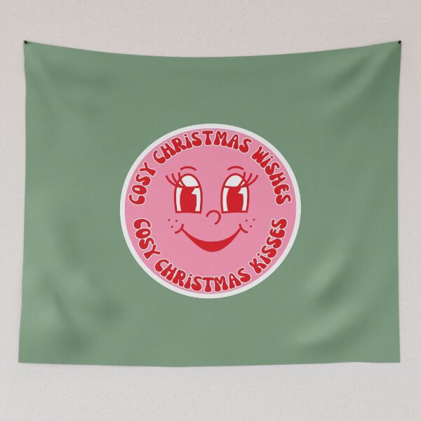 Item preview, Cosy christmas wishes cosy christmas kisses with cute retro face designed and sold by BritishDelights.