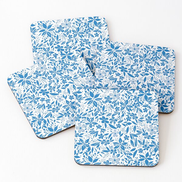 Item preview, Blue Floral pattern in maiolic style designed and sold by PerlaDesignArt.