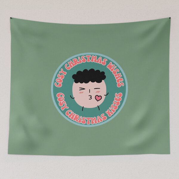 Item preview, Cosy christmas wishes cosy christmas kisses with cute boys face designed and sold by BritishDelights.