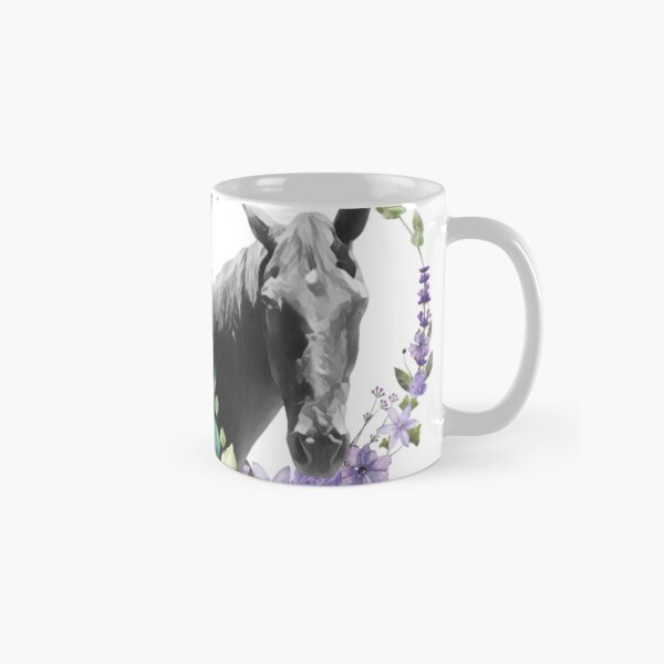 Item preview, Black horse in purple flowers designed and sold by InTheLightwood.