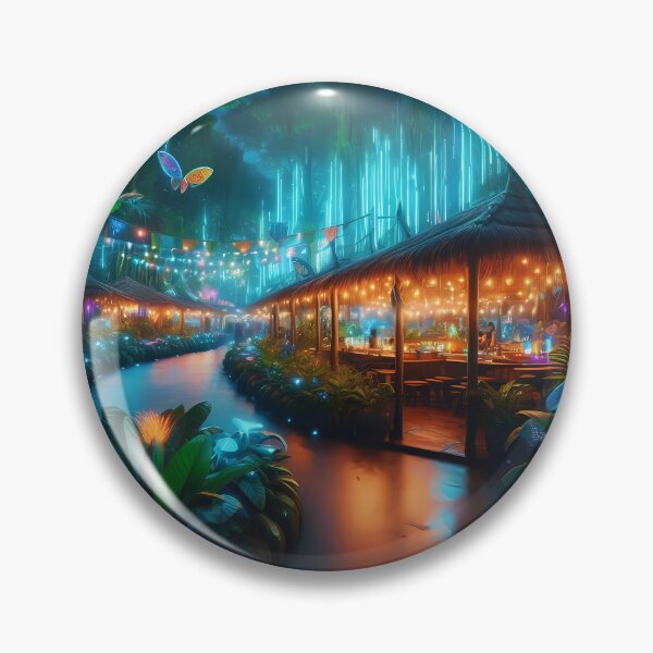Item preview, Vibrant Jungle Market at Night designed and sold by DragonPurple.