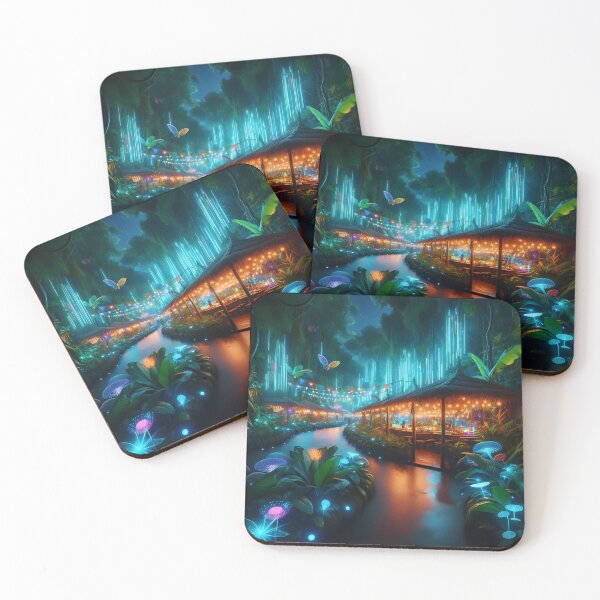 Item preview, Vibrant Jungle Market at Night designed and sold by DragonPurple.