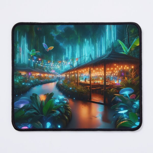 Item preview, Vibrant Jungle Market at Night designed and sold by DragonPurple.