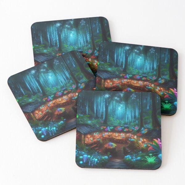 Item preview, Vibrant Jungle Market at Night designed and sold by DragonPurple.