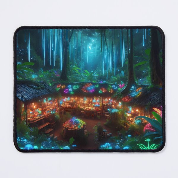 Item preview, Vibrant Jungle Market at Night designed and sold by DragonPurple.