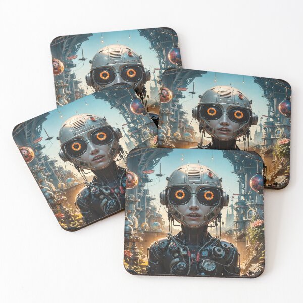 Item preview, Android Utopia Jigsaw Puzzles - Futuristic Harmony on Redbubble designed and sold by PuzzleBoxDesign.