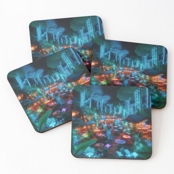 Item preview, Vibrant Jungle Market at Night designed and sold by DragonPurple.