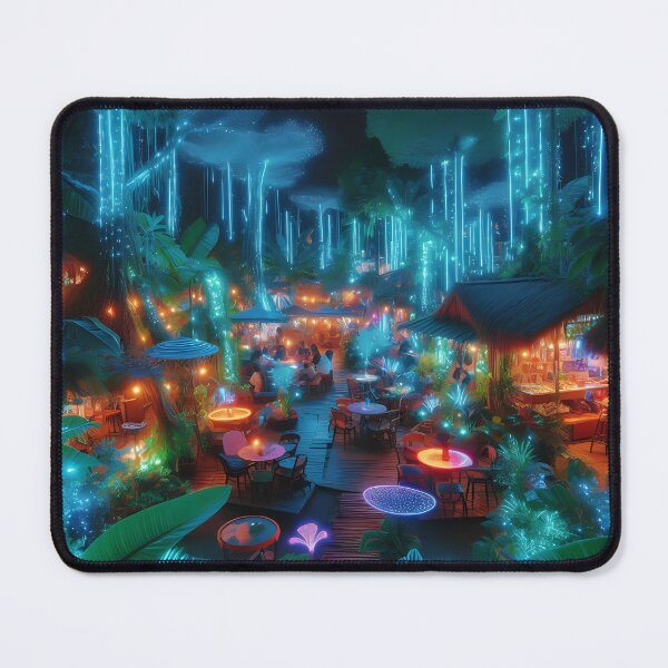Item preview, Vibrant Jungle Market at Night designed and sold by DragonPurple.