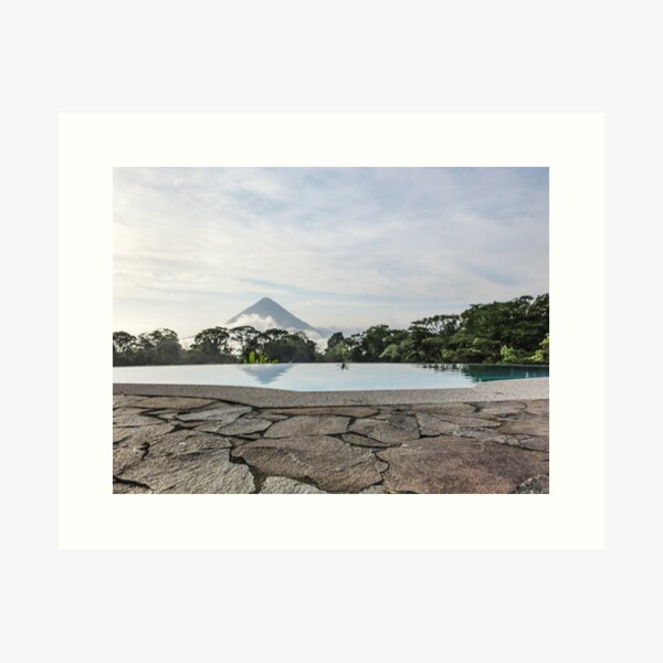 Arenal volcano as seen from the pool, Costa Rica Art Print