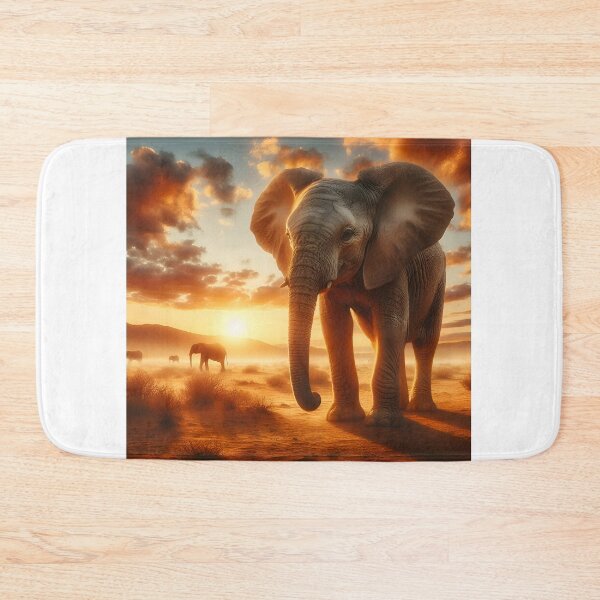 Item preview, Orange sunset in Africa, cute elephant (safari).  designed and sold by ART-POD-PL.