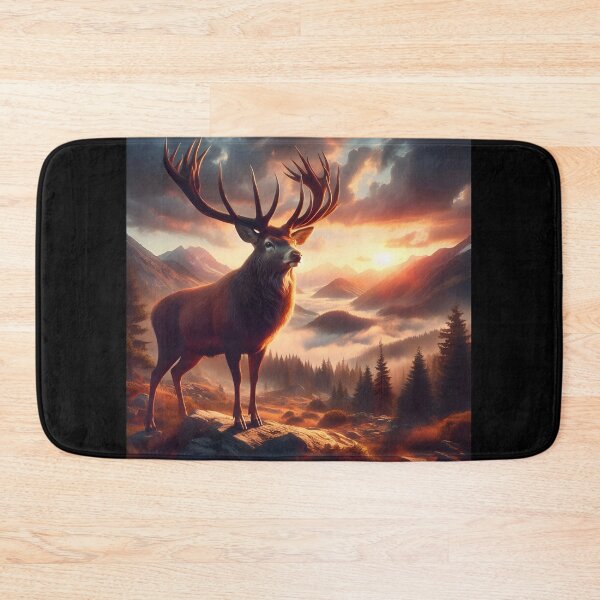 Item preview, Deer in the mountains, setting sun, beautiful nature designed and sold by ART-POD-PL.