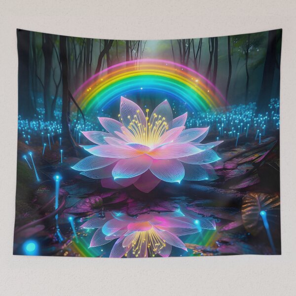 Item preview, Glowing Solitude: Bioluminescent Bloom in Enchanted Forest designed and sold by AI-Only Creations.