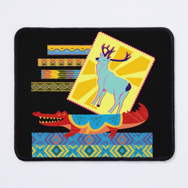 Item preview, An alligator from a holiday postcard and a male deer in the bosom of nature among the full wilderness - in ethno style | Holiday & Leisure Adventure designed and sold by Erry-ewell.
