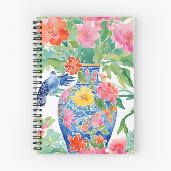 Item preview, Modern chinoiserie ginger jar, birds and flowers designed and sold by SophieClimaArt.