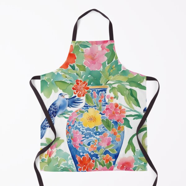 Item preview, Modern chinoiserie ginger jar, birds and flowers designed and sold by SophieClimaArt.