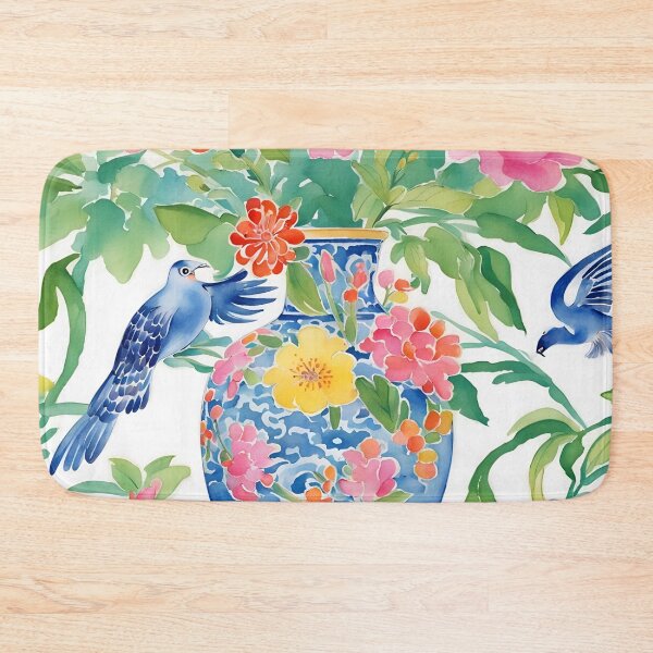 Item preview, Modern chinoiserie ginger jar, birds and flowers designed and sold by SophieClimaArt.