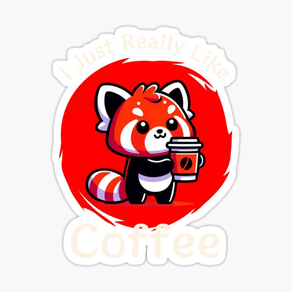 Cute Red Panda Drinking Cup of Black Coffee 2 Sticker for Sale by  eyestetix