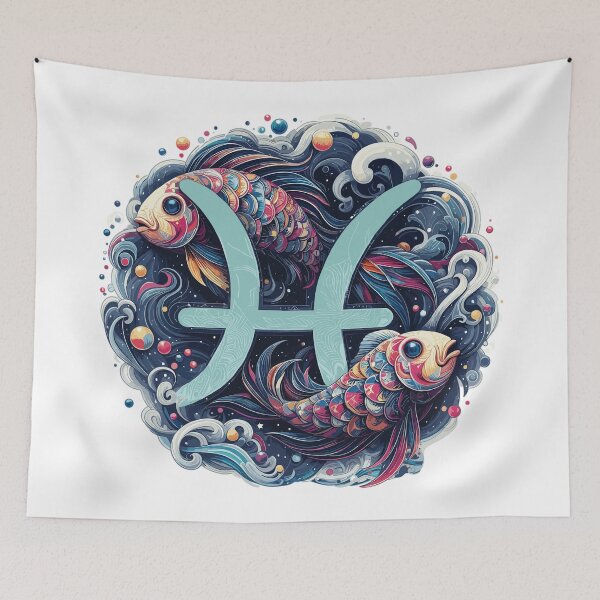 Item preview, Pisces Zodiac Astrology Sign (colourful waves) designed and sold by Numero14.