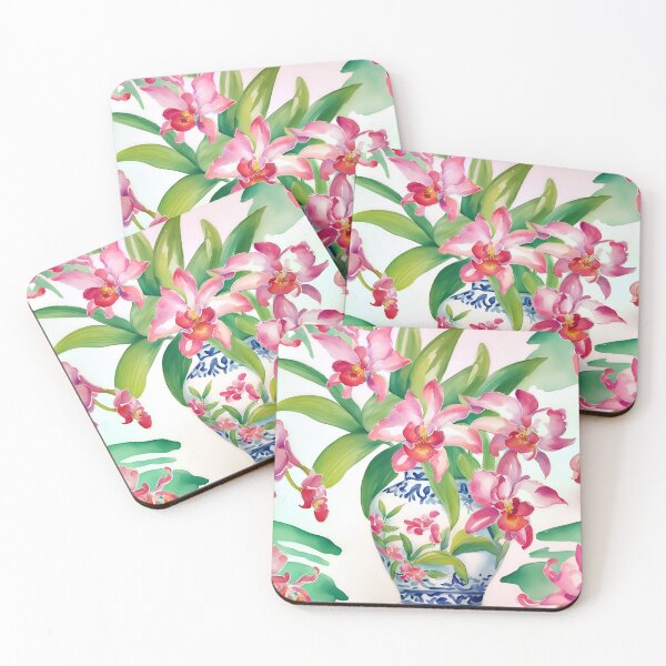 Item preview, Orchids in chinoiserie jars designed and sold by SophieClimaArt.