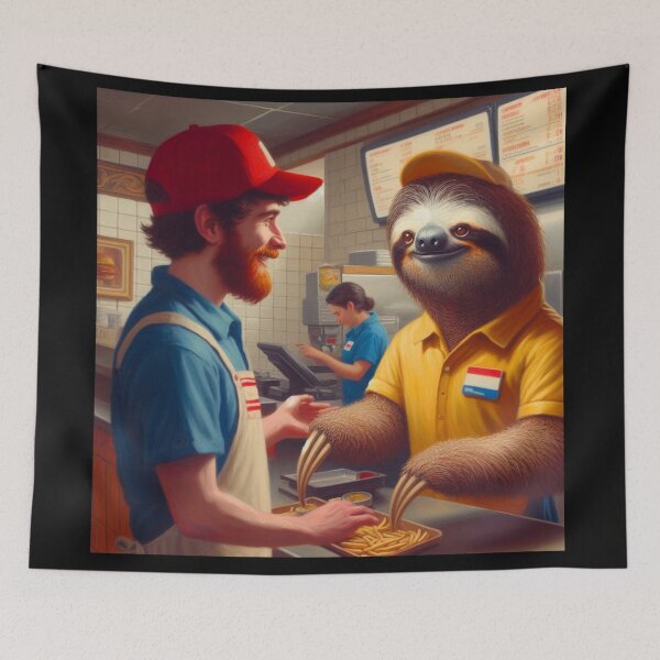 Item preview, Sloth Fast Food Worker designed and sold by CrankyOldDude.