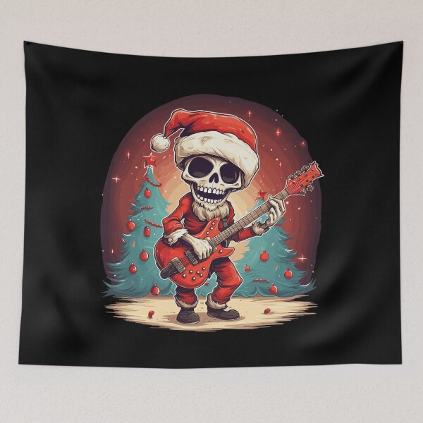 Item preview, funny Santa skeleton Santa Claus plays electric guitar designed and sold by MyPriond.