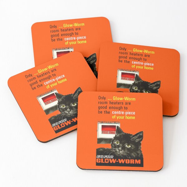 Item preview, GLOW WORM HEATERS - cat themed advert designed and sold by ThrowbackAds.