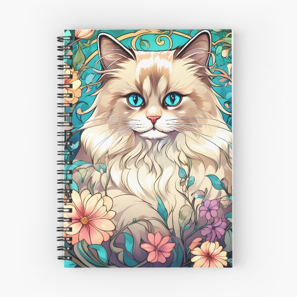 Item preview, Art Nouveau style picture of a Ragdoll cat designed and sold by Petalandfur.