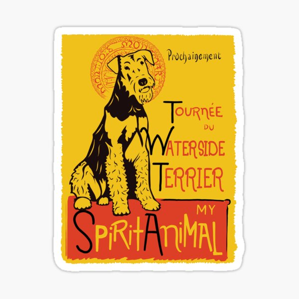 Funny Airedale Waterside Terrier Cute Dog Chat Noir Mashup Art Design Sticker