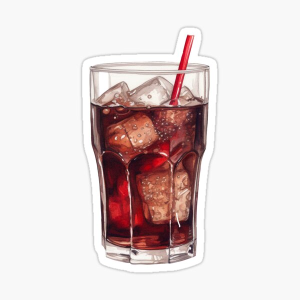 Item preview, Water color drawing of a glass of coke with red straw designed and sold by LazyOtterPrints.