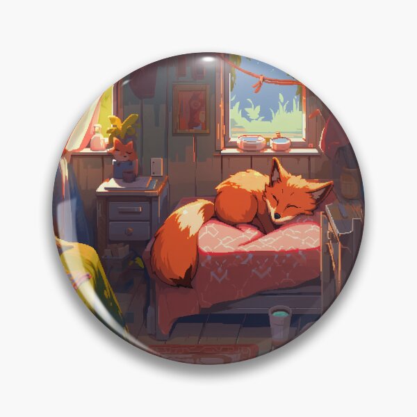 Item preview, Anime fox sleeping, pixel art- Cozy  designed and sold by octoboobs.