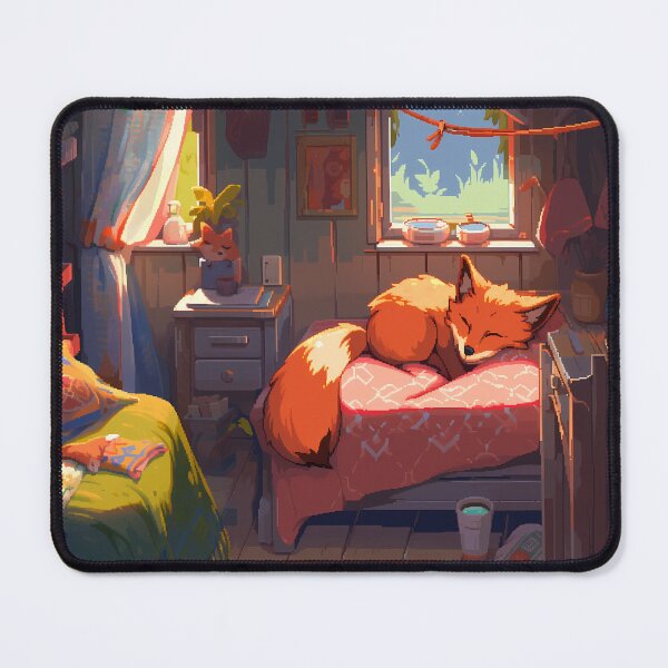 Item preview, Anime fox sleeping, pixel art- Cozy designed and sold by octoboobs.