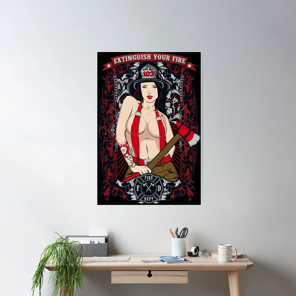 Poster mit SEXY FIREFIGHTER GIRL DESIGN von Super3 | Redbubble