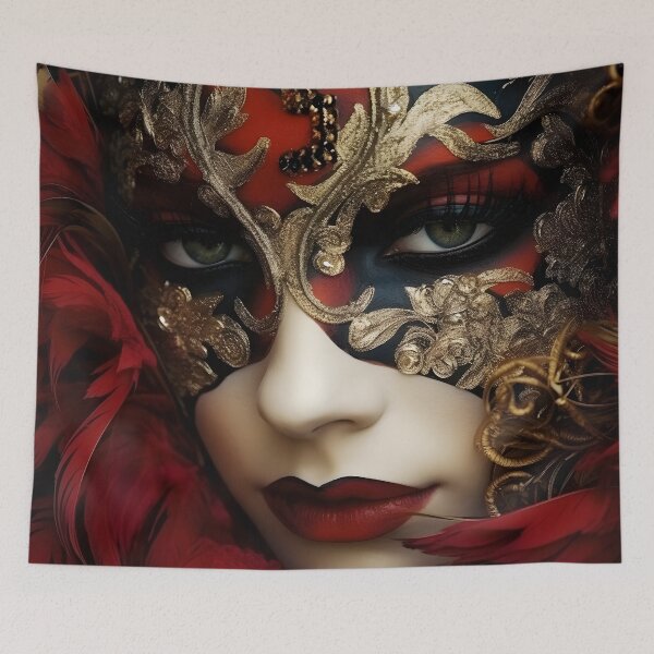 Item preview, Stunning portrait of a woman wearing a Venetian mask designed and sold by dcrc.