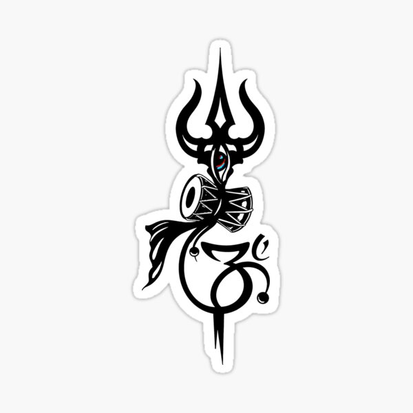 Trident tribal graphic red vector design, trishul tattoo tribal • wall  stickers worship, weapon, vector | myloview.com