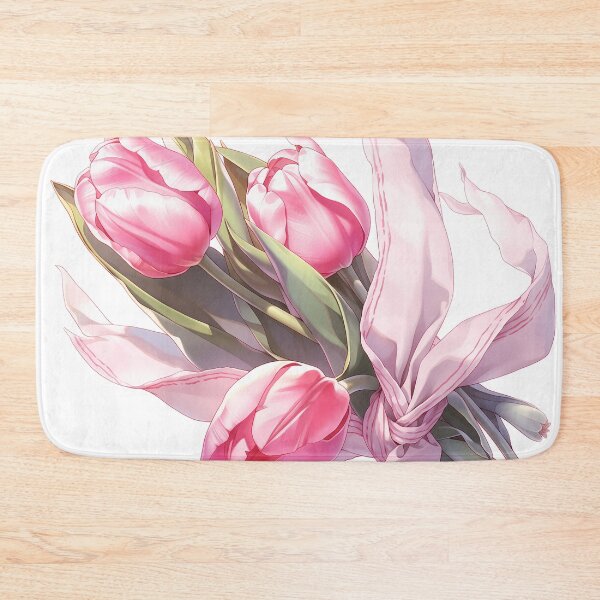 Item preview, A bunch of pink tulips with fluttering ribbons designed and sold by BouquetlikeLove.