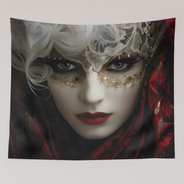 Item preview, Stunning portrait of a woman wearing a Venetian mask designed and sold by dcrc.