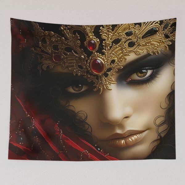 Item preview, Stunning portrait of a woman wearing a Venetian mask designed and sold by dcrc.