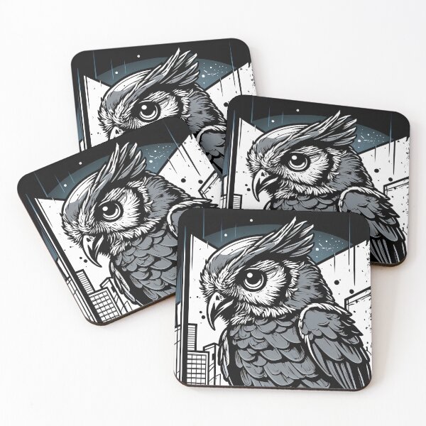 Item preview, Owl in a modern grayscale design designed and sold by randrdesign.