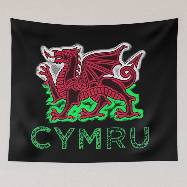 Aperçu de l'œuvre CYMRU STYLISÉ GALAIS DRAIG GOCH VERT créée et vendue par Marni Scofidio Desi9ns.