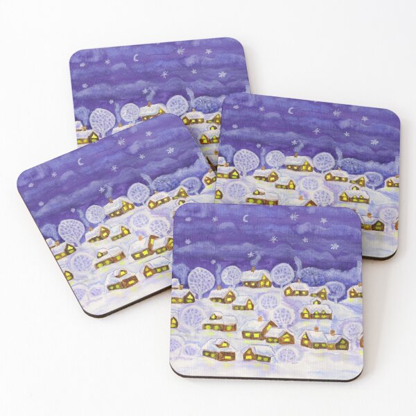 Item preview, Village in winter night designed and sold by Irina Afonskaya.